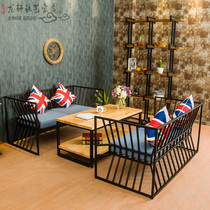 American retro wrought iron sofa study living room three sofa chair cafe bar double sofa table and chair combination