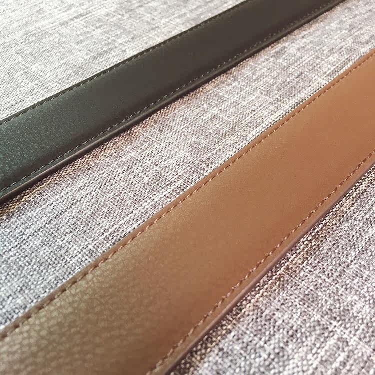 双面s扣两用头层小黄牛皮带简约真皮商务光身针扣男士百搭裤腰带