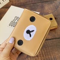 Foreign trade cartoon cute wallet easy bear children short Japanese embroidery small money clip silver bag for men and women teenagers