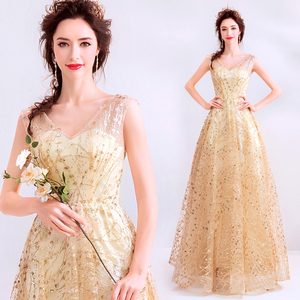 Marriage Star Golden Bride Marriage Annual Meeting Star Dresses  