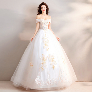 Marriage Dream Fairy Princess Shoulder Bride’s Wedding Dress  