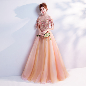 wedding dress to beautiful orange Bride Wedding Toast dress  