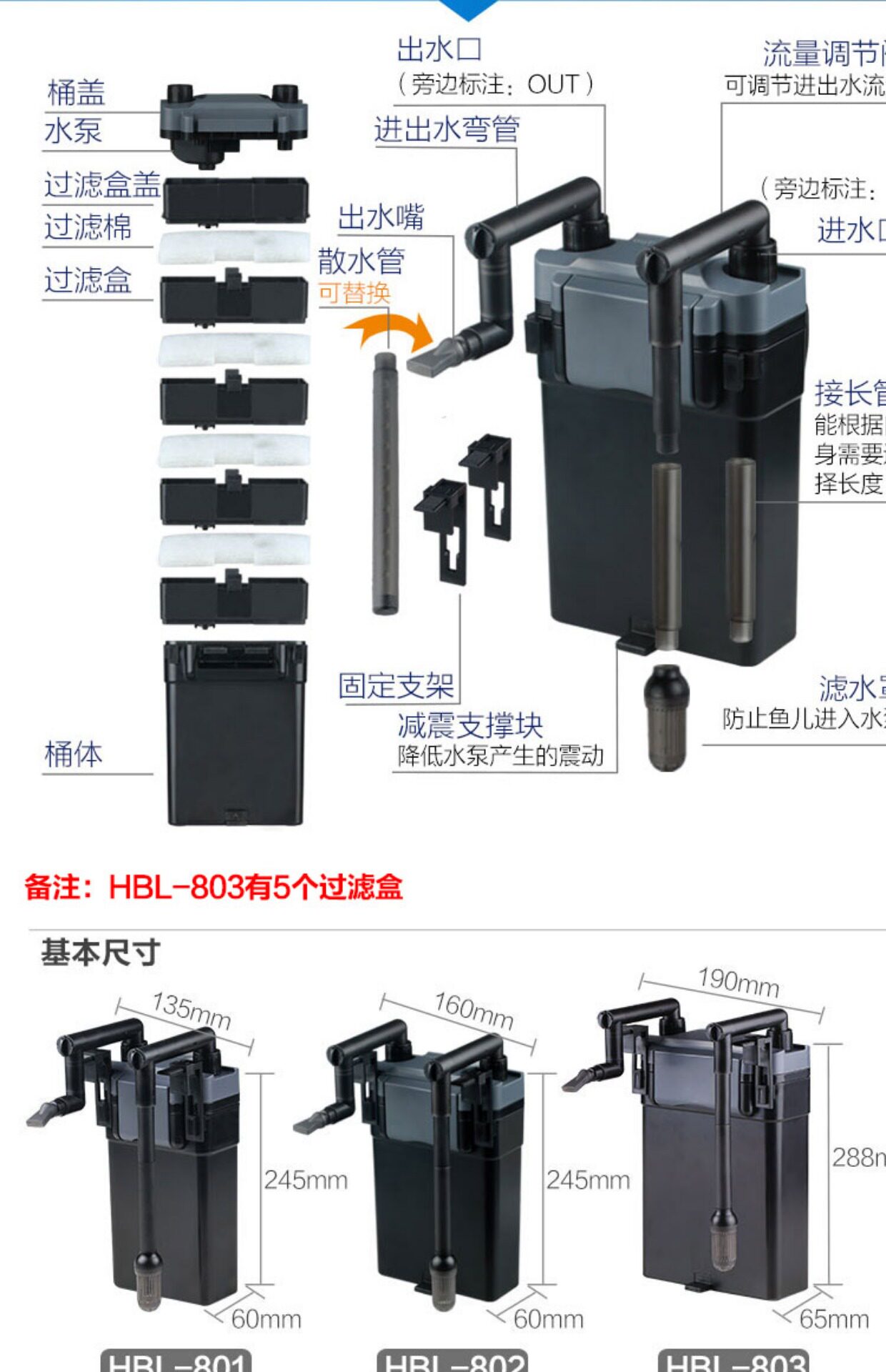 森森壁挂过滤桶水族箱超静音三合一外置草缸过滤器小鱼缸过滤设备