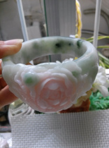 It has been made to admire the unique mountain jade hibiscus red sculpted floral bracelet Mudan Flower Hornflower tire 62 jade powder red ice seed manufacturer