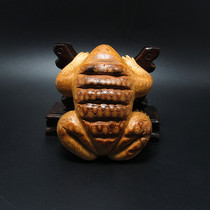 Antique miscellaneous wood carving Bamboo carving Cultural play boutique bamboo root carving quack quack toad decoration Frog called quack quack golden toad decoration
