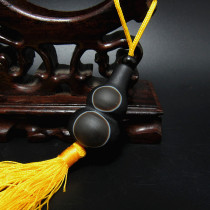 Antique miscellaneous natural silk agate with double Buddha eyes Black and white small gourd to ward off evil spirits Fu Lu bag trailer hanging