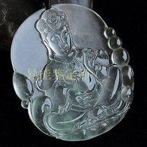 Jade Jian collection grade Myanmar old pit glass natural fluorescent A cargo Jade Guanyin pendant pendant