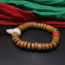 Explosive old Tibetan original ecological ghee yellow six wood tablets with Tibetan silver inlaid scripture paper old snow bar mens hand