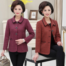 Spring and autumn jacket woman middle-aged and old age foreign pistachio clothes 2021 new old lady Spring clothes big code noble grandma blouses