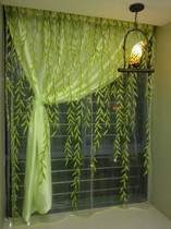 Pastoral Green Willow printing sand curtain curtain cloth balcony gauze new clearance window sand curtain finished product customization