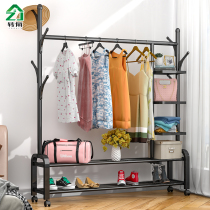Simple hanger Floor-to-ceiling bedroom clothes rack Folding storage Coat rack Rod type household room clothes rack