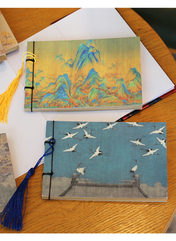 古风笔记本子线装流苏a6本中国风传世名画古典记事本手帐本小清新