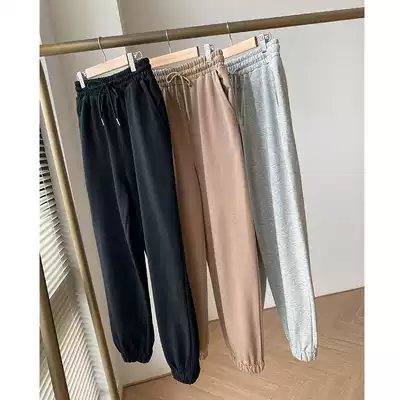 2021 spring new small sports drawstring pants Korean version of high waist elastic straps all-match casual pants women