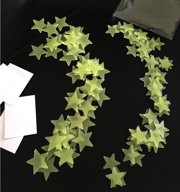 夜光贴儿童房宿舍墙贴夜光小星星荧光贴客厅卧室天花板装饰3d立体