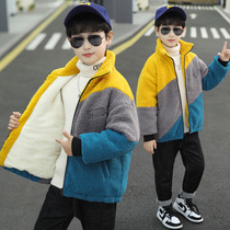 Boys' autumn and winter coat 2022 new children's winter lamb fluffy clothes