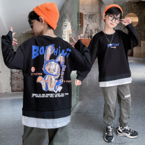 Boys sweatshirt spring clothing 2022 new children CUHK child loose undershirt blouse boy handsome boy handsome in spring and autumn