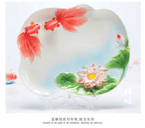 Chinese ceramic living room magnolia goldfish lotus candy plate creative personality office multi-function plate