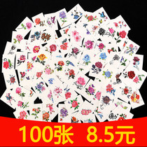 100pcs Tattoo Stickers Women Waterproof Long Lasting Sexy Rose Flower Butterfly Ankle Clavicle Ins Style Simulation Stickers