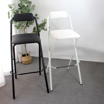 Balcony folding chair Bar chair High bar chair Fishing stool padded household dining table backrest Simple portable chair