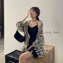 Seaside Holiday Loose Medium Long Chiffon Shirt Women Cardigan Long Sleeve Outside Beach Coat