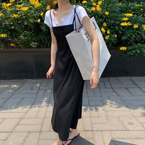 Legal Braces Skirt Suit Woman Summer Thin long skirt Temperament Pendant with dress Two sleeves Dress Foreign Air Reduction