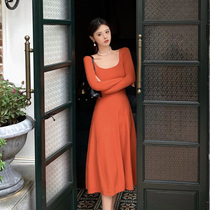 Long skirt with coat children in autumn and winter knitted dress long sweater skirt knee-high base sweater skirt