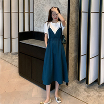 Harness Skirt Suit Woman summer thin Ocean Gas Minus age small Aroma Wind Pendant With Skirt two sets of style Temperament Long Skirt