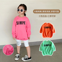 Girls pure cotton sweater 2022 new childrens spring and autumn clothes baby foreign air blouse small and small baby jacket tide