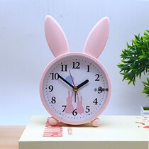 Bunny cartoon alarm clock table bedroom mute creative bedside children primary and secondary school students with reading desk cute girl
