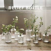 French retro embossed living room glass vase transparent decorative props Flower arrangement photography ins background photo ornaments