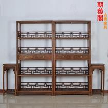 Red Wood Furniture Chicken Wings Wood Four Floors Bookshelves Chinese Living Room Bookhouse Bogu Shelf Antique Shelf Solid Wood Antique Show Shelf