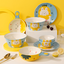 Ceramic Cartoon Bowl dish suit Home Japanese style nets Red ins Wind Ceramics Cutlery Dish Bowls rice bowls Bowl Baking Bowls