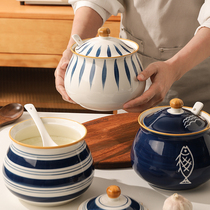 Kitchen Fitted Pig Oil Tank Storage Tank Home Chili Oil Special Tank High Temperature Resistant Ceramic Seasoning Case Oil Splasher Jar