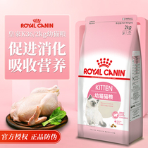 Royal K36 2kg kitty cat food Garfield fold cat kitten cat cat food to promote digestive system pet cat staple food