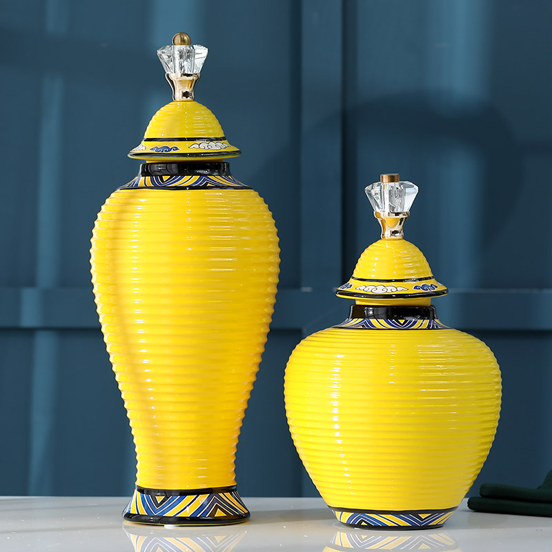 European ceramic vase furnishing articles sitting room flower arrangement of TV ark, wine table soft adornment American retro storage tank