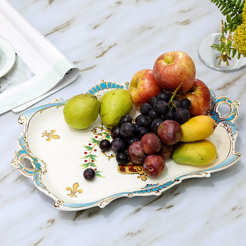 European ceramic dry fruit tray frame with cover candy dish snack dish sitting room tea table decoration furnishing articles of fruit tray