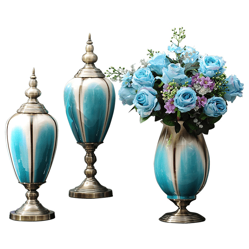 Europe type restoring ancient ways furnishing articles American living room home decoration ceramic vases, table simulation flowers floral flower arrangement suits for