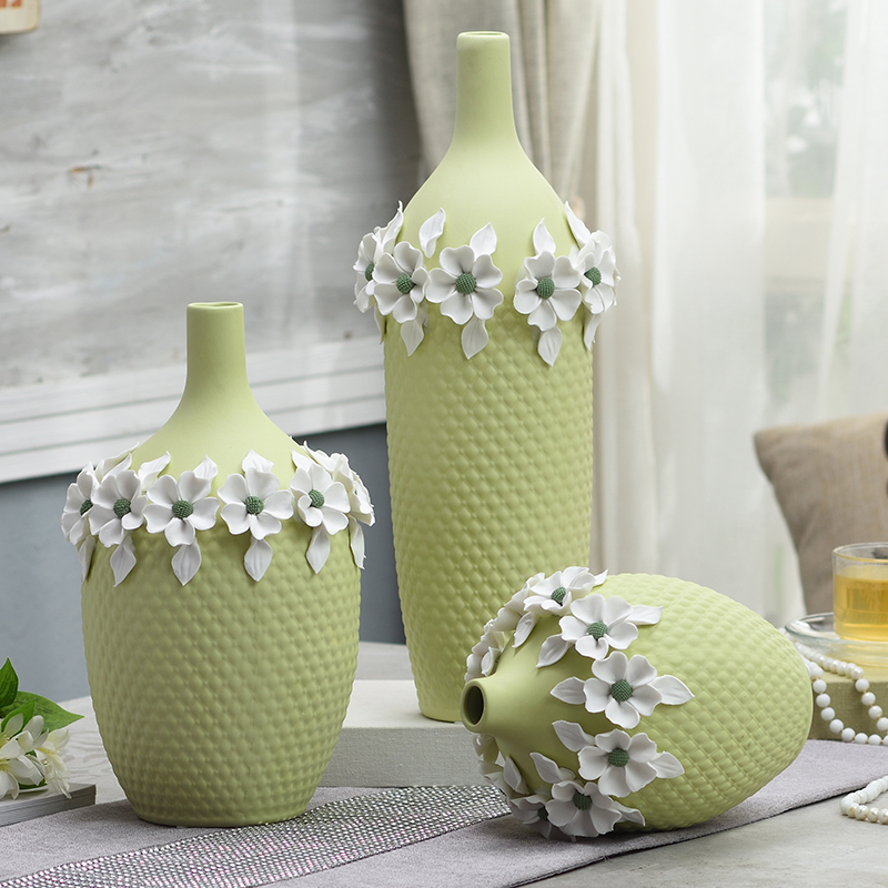 Ceramic vase furnishing articles three - piece little pure and fresh and creative home I and contracted Europe type TV ark, sitting room adornment