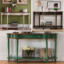 American solid wood semi-Round Table ultra-thin porch European painted porch table end view Cabinet sofa backrest partition cabinet