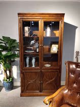 American bookcase double door bookcase single door cabinet double door cabinet old bookshelf European and American country style high cabinet combination high cabinet