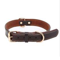 Collar Cowhide dog cat neck ring Pet supplies Bells Small medium and large leather neck cover adjustable chain