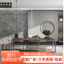 New Chinese style tea table and chair combination solid wood coffee table club office simple small tea table Zen tea room ash wood furniture