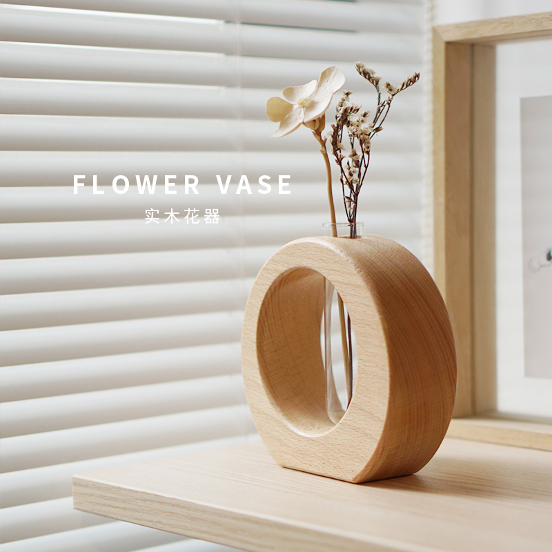 A few easy raw water peels green planting dry flowers solid wood small container minimalist artist residence ornament desktop Hyun-up swing piece-Taobao