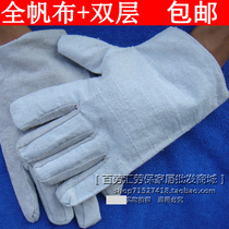 Double-layer full canvas gloves Labor protection gloves Protective gloves Welded gloves Wear workers gloves