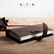 Cowhide notebook vintage leather handmade diary belt buckle good Mr. hand book Creative