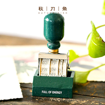 Date Seal Art Retro Adjustable Year Day Roller Seal Date Diary Seal Wooden Handbook Seal