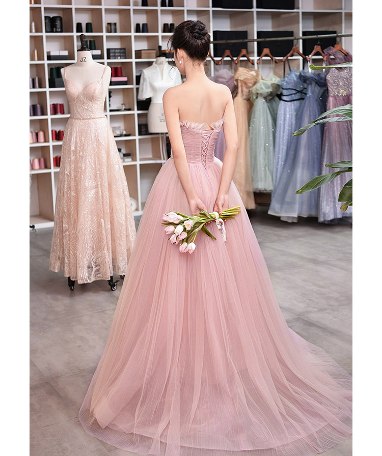 诺迪爱【桃夭】2022新款小众轻奢宴会粉色抹胸礼服结婚敬酒服