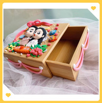 (Light handmade) Anniversary Soft Pottery Clay Marriage Certificate Jewelry Box Knot Three-dimensional Birthday Anniversary Gift