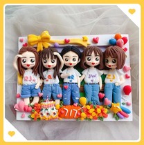 (Light and handmade) team collective gift clay soft pottery Q version doll real person custom three-dimensional photo frame