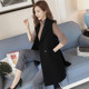 Vest Women's Spring and Autumn Mid-Length Korean Version 2024 New Autumn Suit Sleeveless Jacket Women's Slim Waistcoat Vest